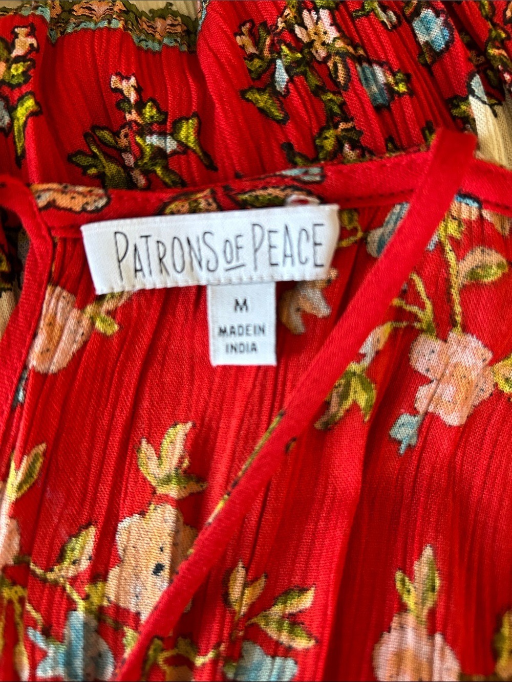 Patrons of Peace Red Floral Maxi Dress with Spaghetti Straps size M - Picture 11 of 12